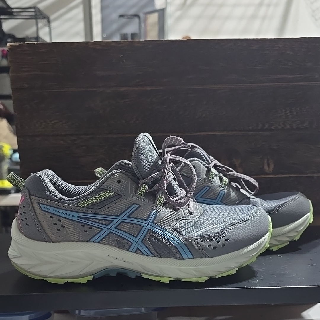 Asics Gray And Blue Athletic Shoes